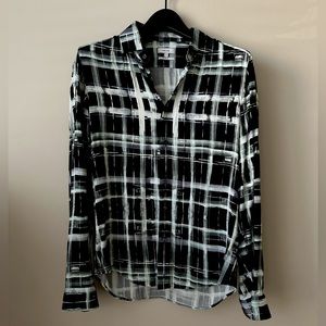 Flowy Viscose Shirt with Abstract Plaid Pattern from Reiss